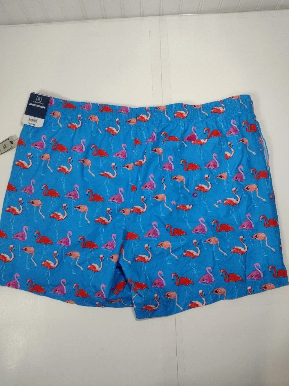 George Men's Blue Flamingo Print Swim Trunks (2XL)